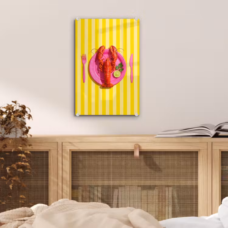 Glas schilderij - Eten - Roze - Geel - Modern - Culinaire — 5