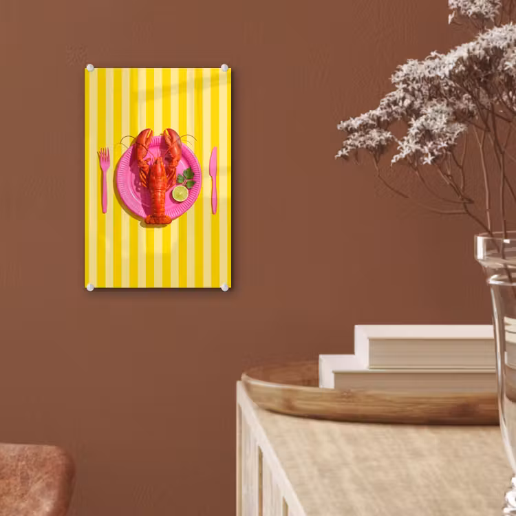 Glas schilderij - Eten - Roze - Geel - Modern - Culinaire — 6