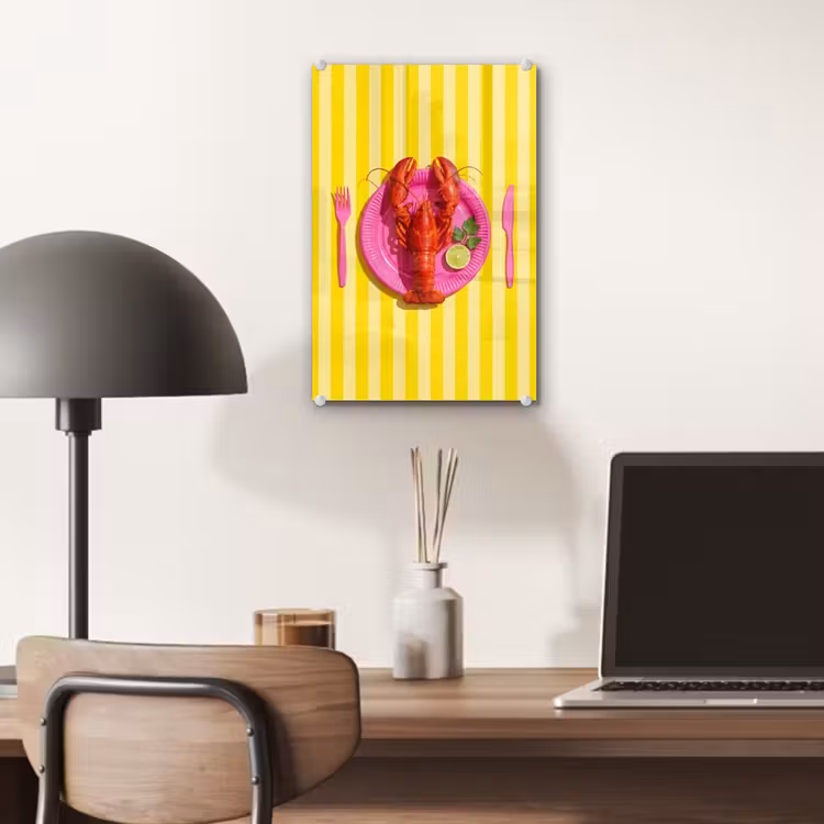 Glas schilderij - Eten - Roze - Geel - Modern - Culinaire — 7