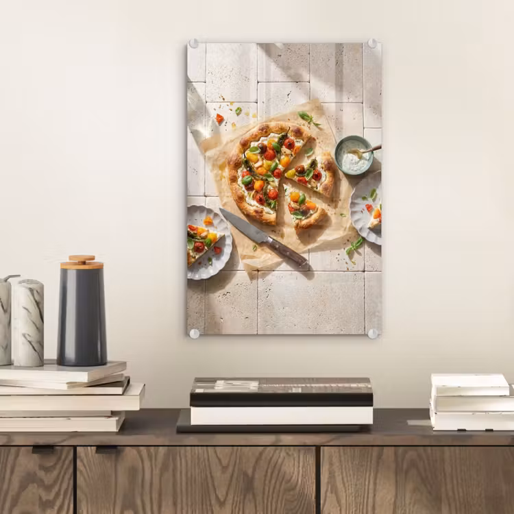 Glas schilderij - Eten - Tomaten - Basilicum - Maaltijd - Vers — 2