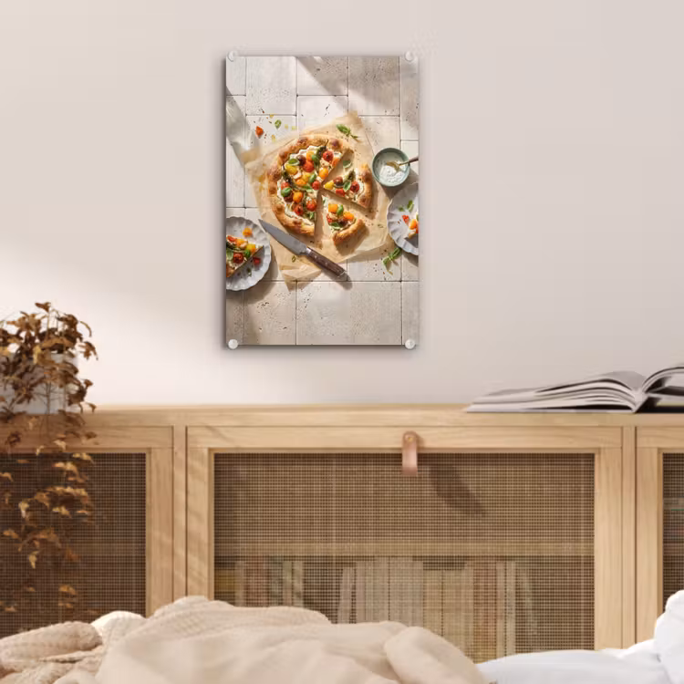Glas schilderij - Eten - Tomaten - Basilicum - Maaltijd - Vers — 5