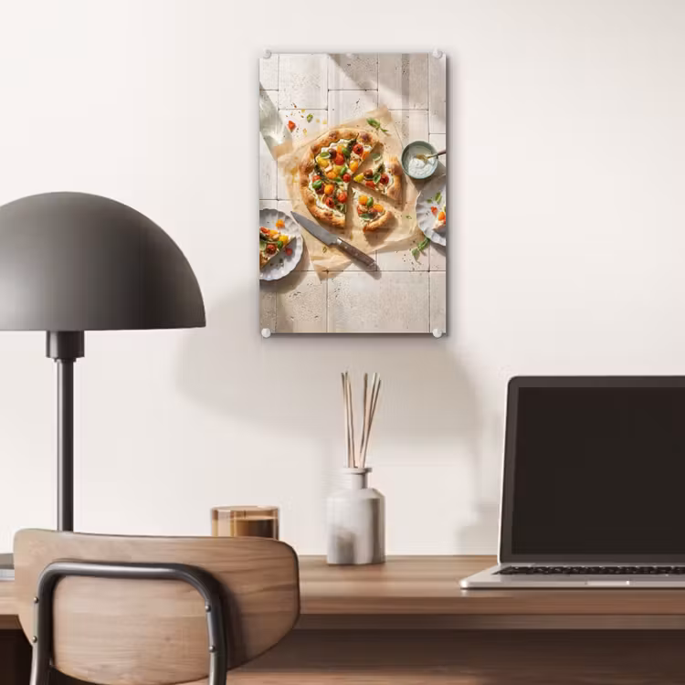 Glas schilderij - Eten - Tomaten - Basilicum - Maaltijd - Vers — 7