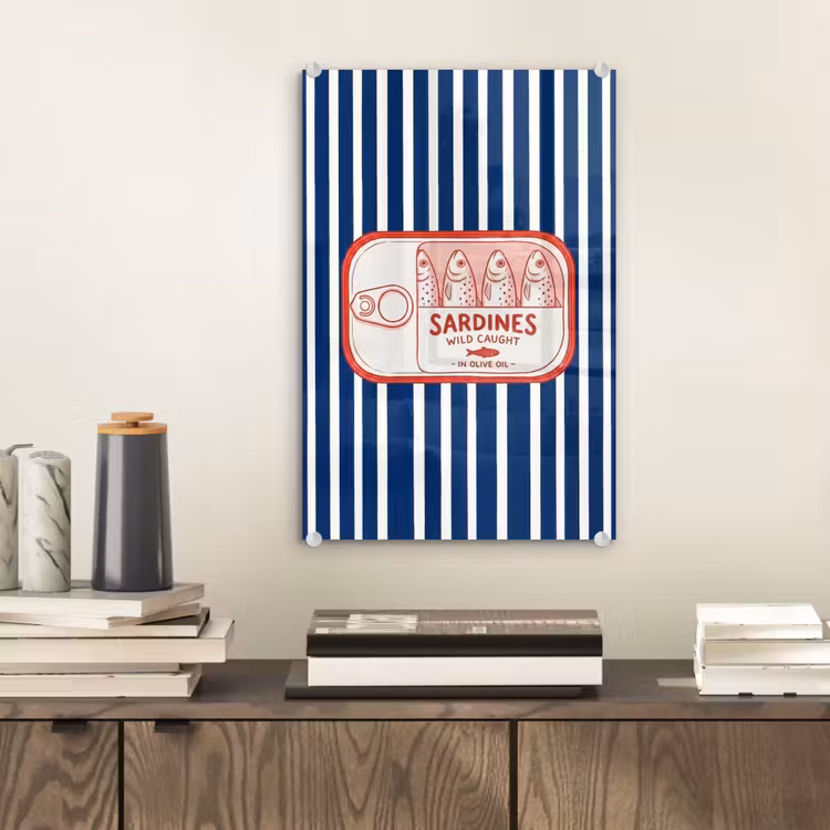 Glas schilderij - Eten - Vis - Blik - Illustratie - Rood — 2