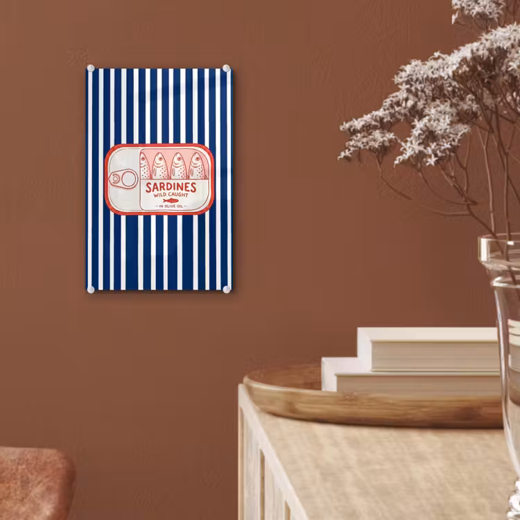 Glas schilderij - Eten - Vis - Blik - Illustratie - Rood — 6