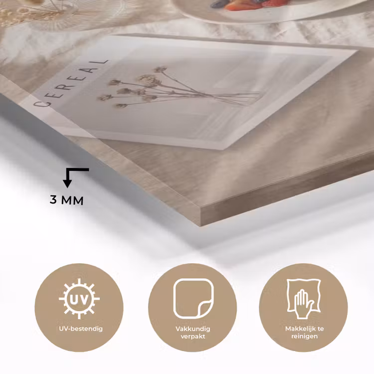 Glas schilderij - Pannenkoeken - Bessen - Ontbijt - Modern - Beige — 3