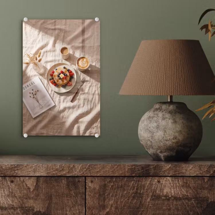 Glas schilderij - Pannenkoeken - Bessen - Ontbijt - Modern - Beige — 4