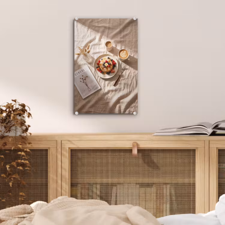 Glas schilderij - Pannenkoeken - Bessen - Ontbijt - Modern - Beige — 5