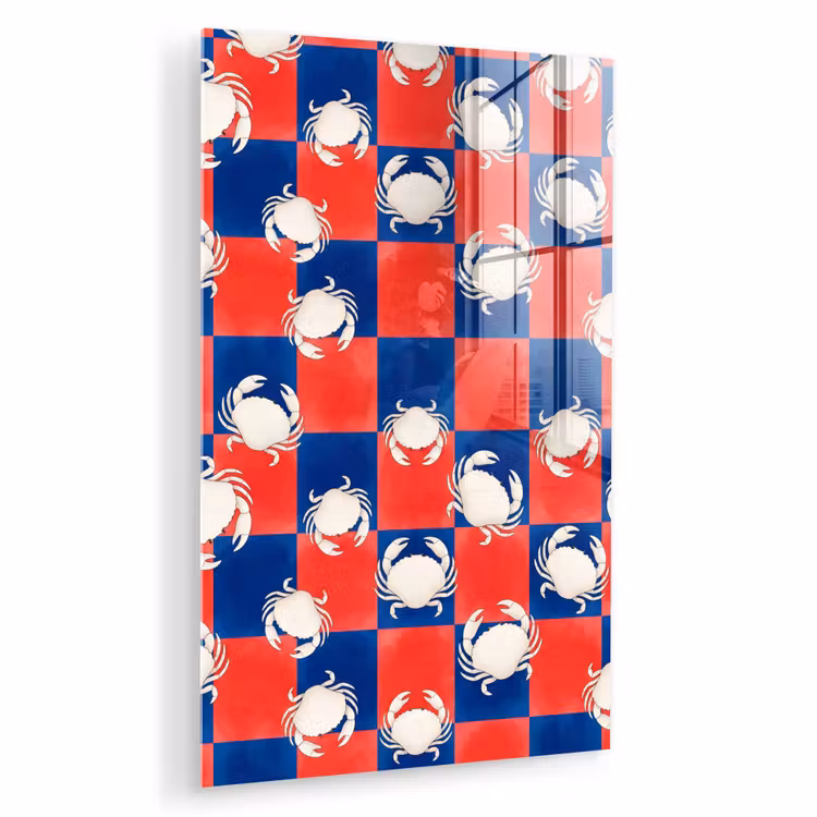 Glas schilderij - Patroon - Zeeleven - Rood - Blauw - Abstract — 1