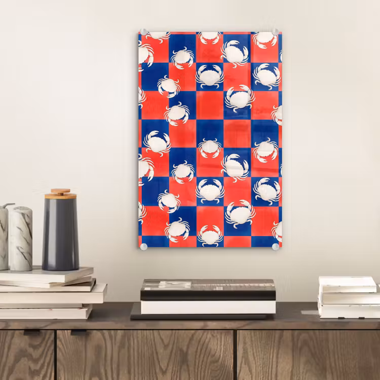 Glas schilderij - Patroon - Zeeleven - Rood - Blauw - Abstract — 2