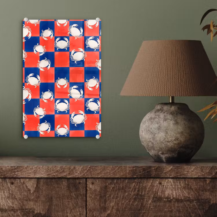 Glas schilderij - Patroon - Zeeleven - Rood - Blauw - Abstract — 4