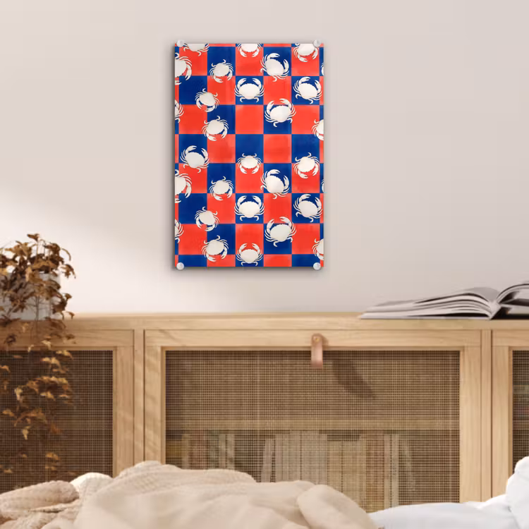 Glas schilderij - Patroon - Zeeleven - Rood - Blauw - Abstract — 5