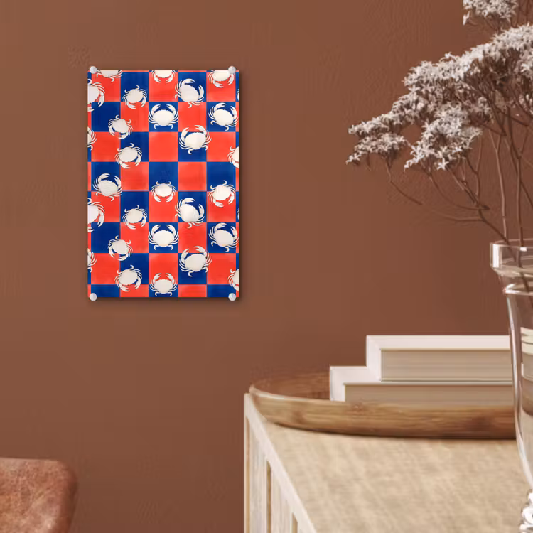 Glas schilderij - Patroon - Zeeleven - Rood - Blauw - Abstract — 6