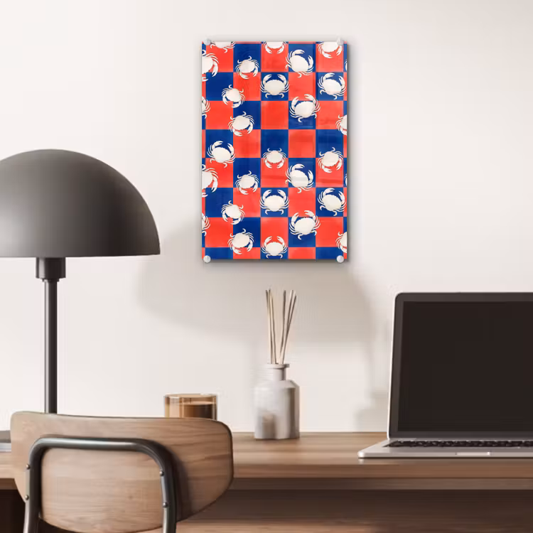 Glas schilderij - Patroon - Zeeleven - Rood - Blauw - Abstract — 7