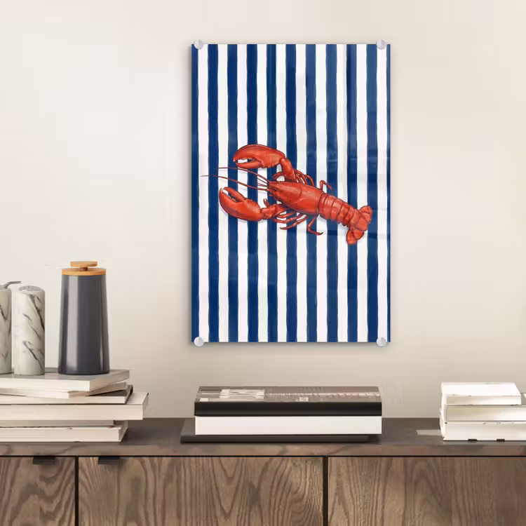 Glas schilderij - Schaaldier - Kreeft - Marine - Illustratie - Rood — 2