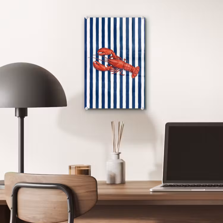 Glas schilderij - Schaaldier - Kreeft - Marine - Illustratie - Rood — 7