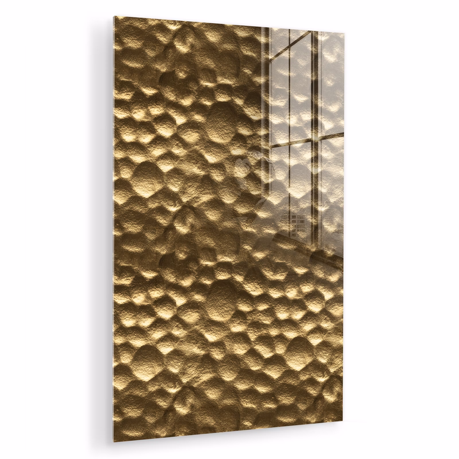 Glas schilderij - Gehamerd - Reliëf - Textuur - Bronsgoud — 1