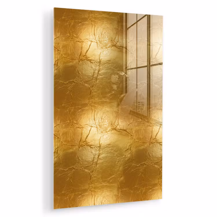 Glas schilderij - Bladgoud - Vintage - Textuur - Warm Goud — 1