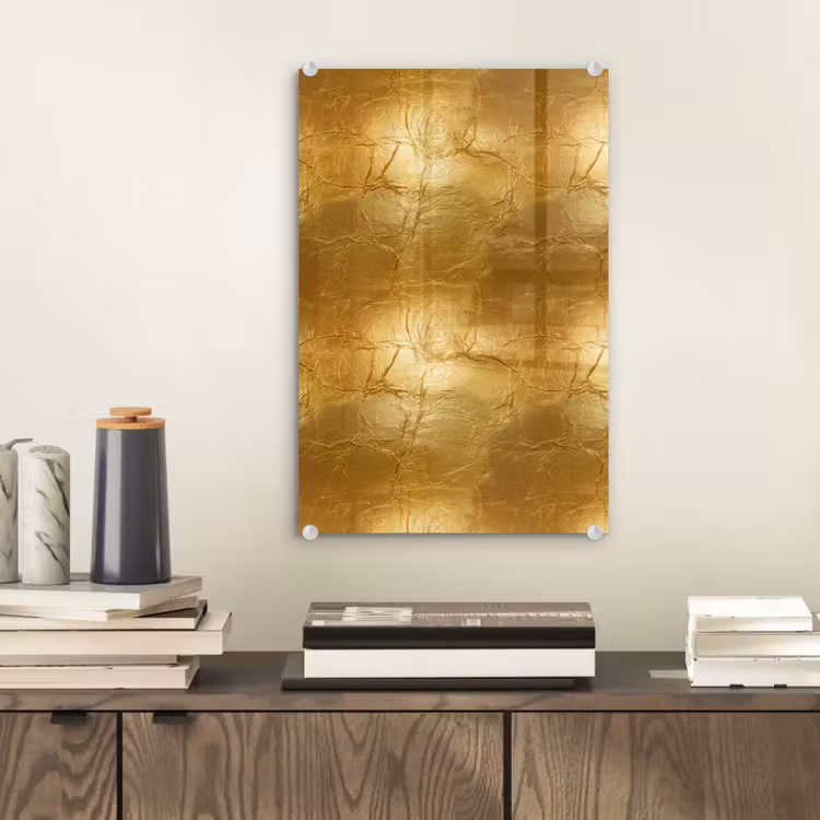 Glas schilderij - Bladgoud - Vintage - Textuur - Warm Goud — 2