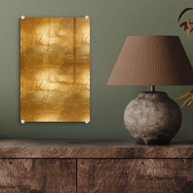 Glas schilderij - Bladgoud - Vintage - Textuur - Warm Goud — 4
