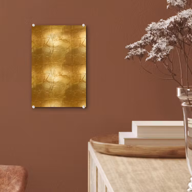 Glas schilderij - Bladgoud - Vintage - Textuur - Warm Goud — 6
