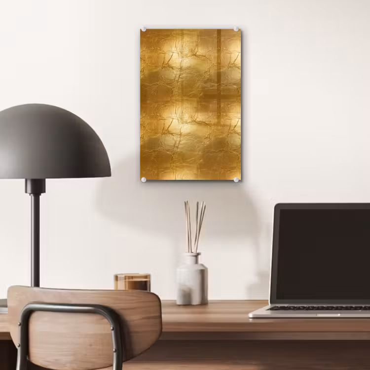 Glas schilderij - Bladgoud - Vintage - Textuur - Warm Goud — 7