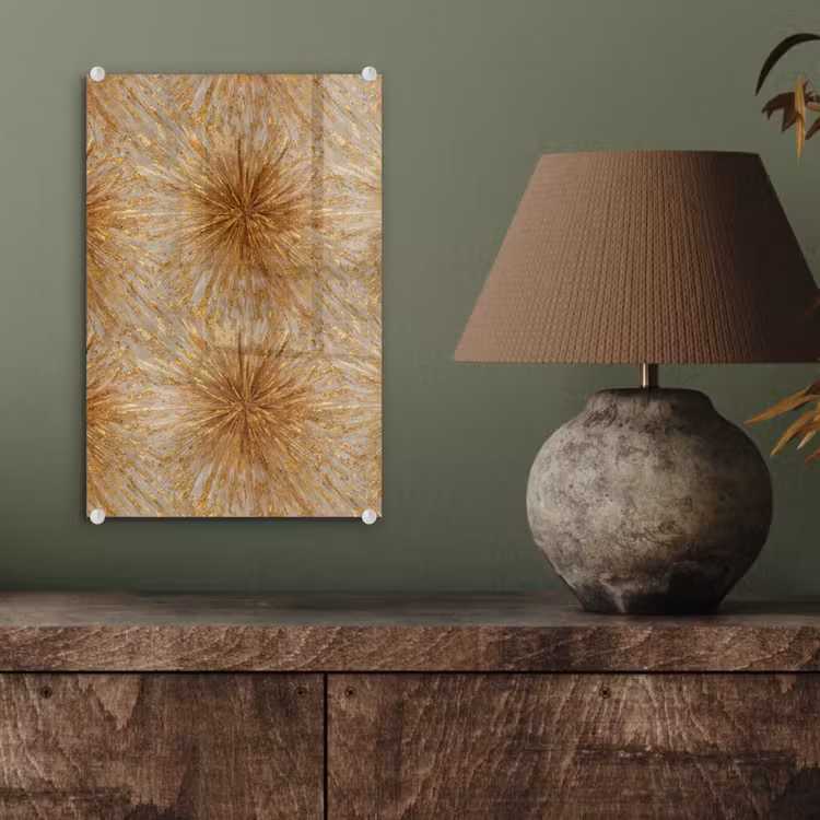 Glas schilderij - Explosie - Abstract - Goud - Wit — 4