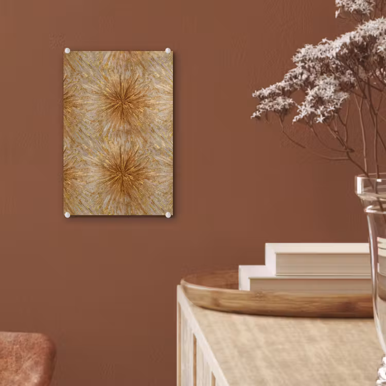 Glas schilderij - Explosie - Abstract - Goud - Wit — 6