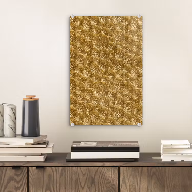 Glas schilderij - Gehamerd - Mozaïek - Antiek - Goud — 2