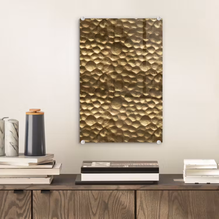 Glas schilderij - Gehamerd - Reliëf - Textuur - Bronsgoud — 2