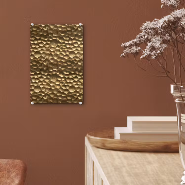 Glas schilderij - Gehamerd - Reliëf - Textuur - Bronsgoud — 6