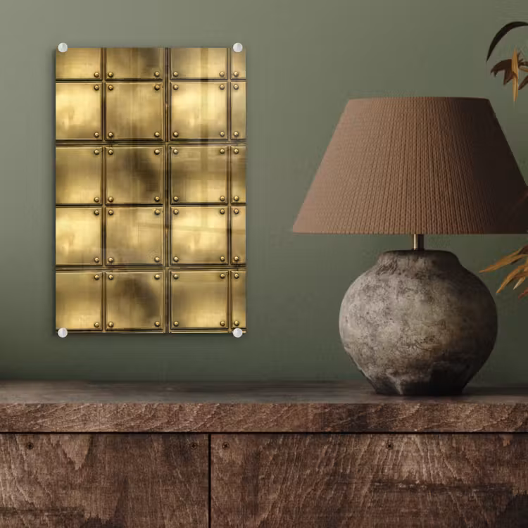 Glas schilderij - Platen - Industrieel - Stoer - Goud — 4