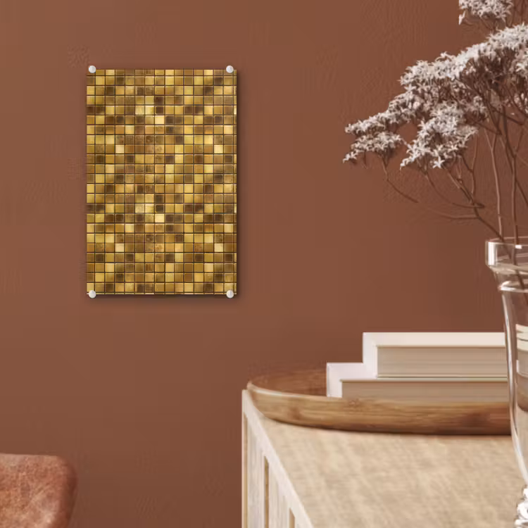 Glas schilderij - Tegels - Mozaïek - Luxe - Warm Goud — 6
