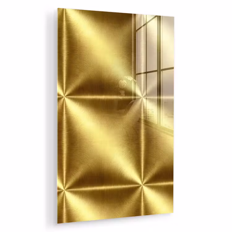 Glas schilderij - Textuur - Geborsteld Goud - Industrieel - Metallic — 1