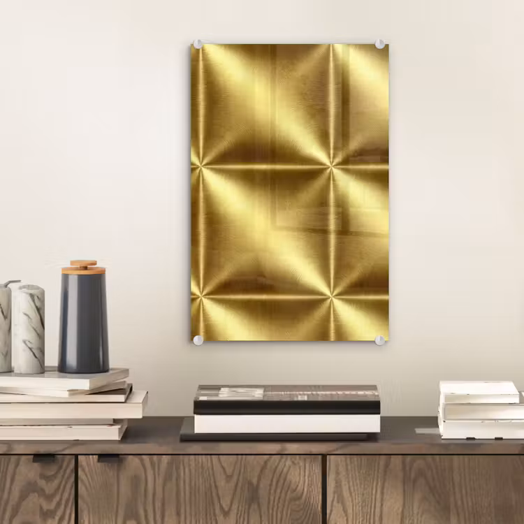 Glas schilderij - Textuur - Geborsteld Goud - Industrieel - Metallic — 2
