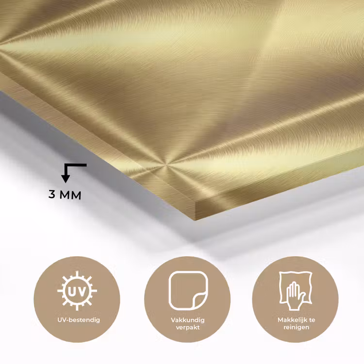 Glas schilderij - Textuur - Geborsteld Goud - Industrieel - Metallic — 3