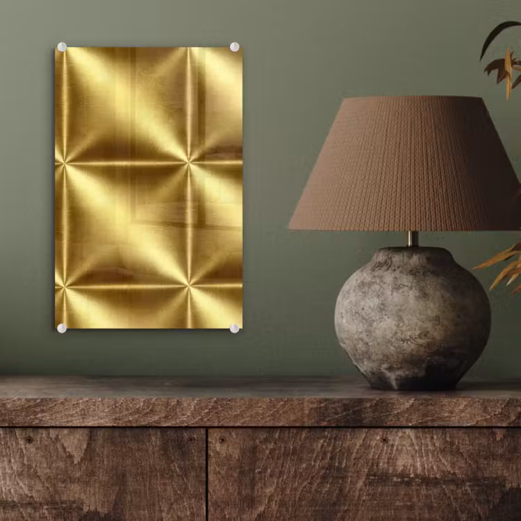 Glas schilderij - Textuur - Geborsteld Goud - Industrieel - Metallic — 4