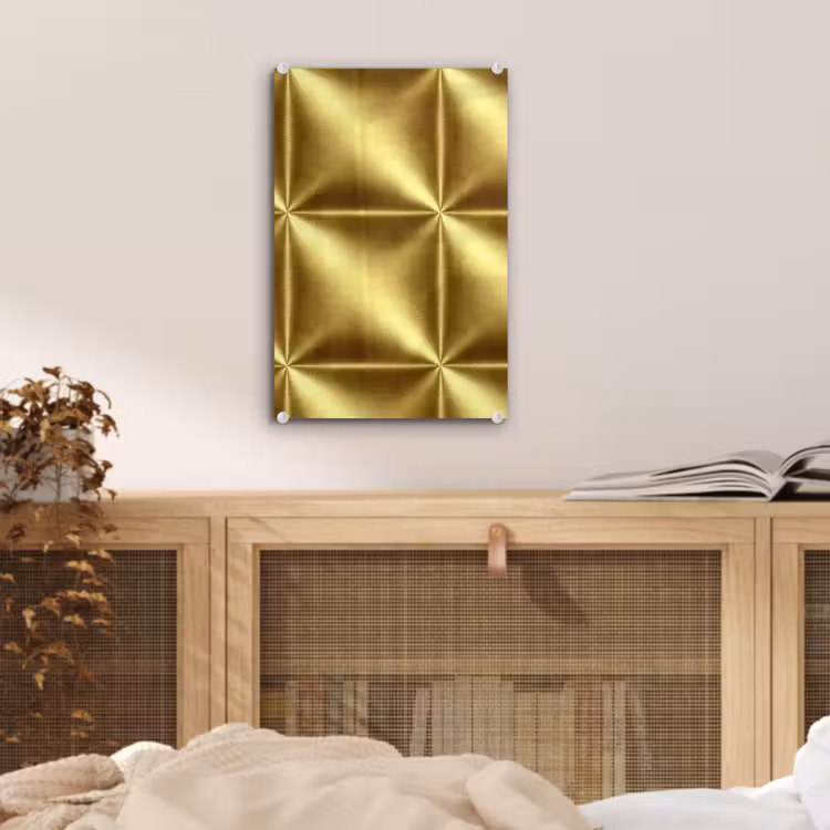 Glas schilderij - Textuur - Geborsteld Goud - Industrieel - Metallic — 5