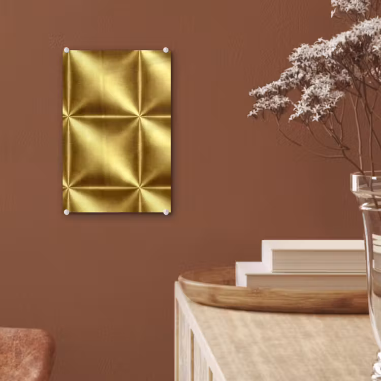 Glas schilderij - Textuur - Geborsteld Goud - Industrieel - Metallic — 6