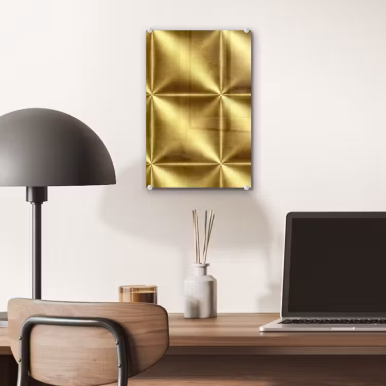 Glas schilderij - Textuur - Geborsteld Goud - Industrieel - Metallic — 7