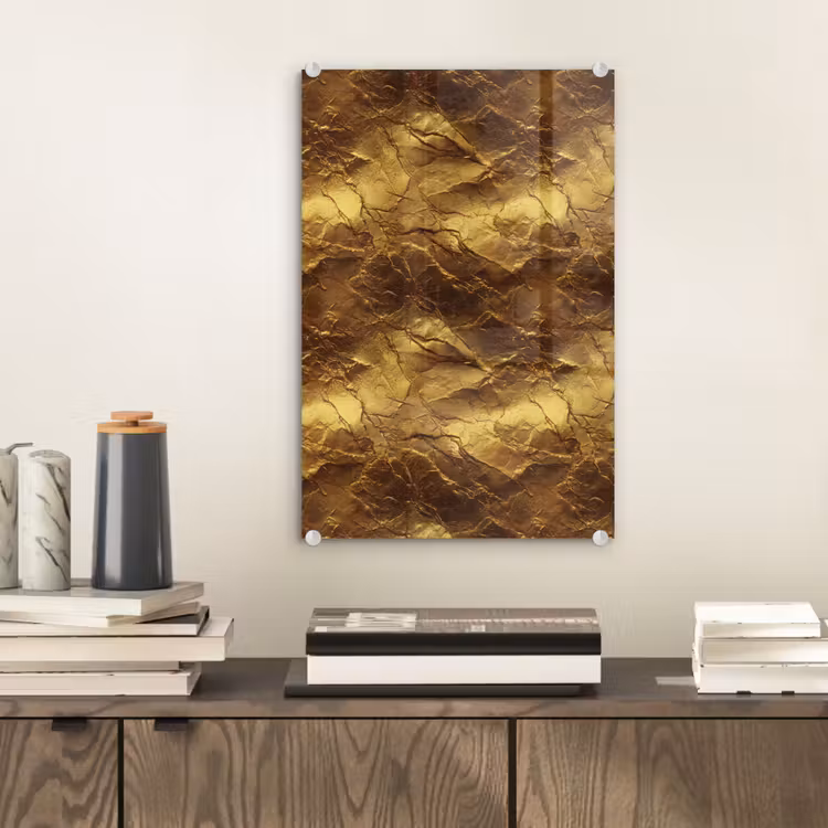 Glas schilderij - Bladgoud - Textuur  - Goud — 2