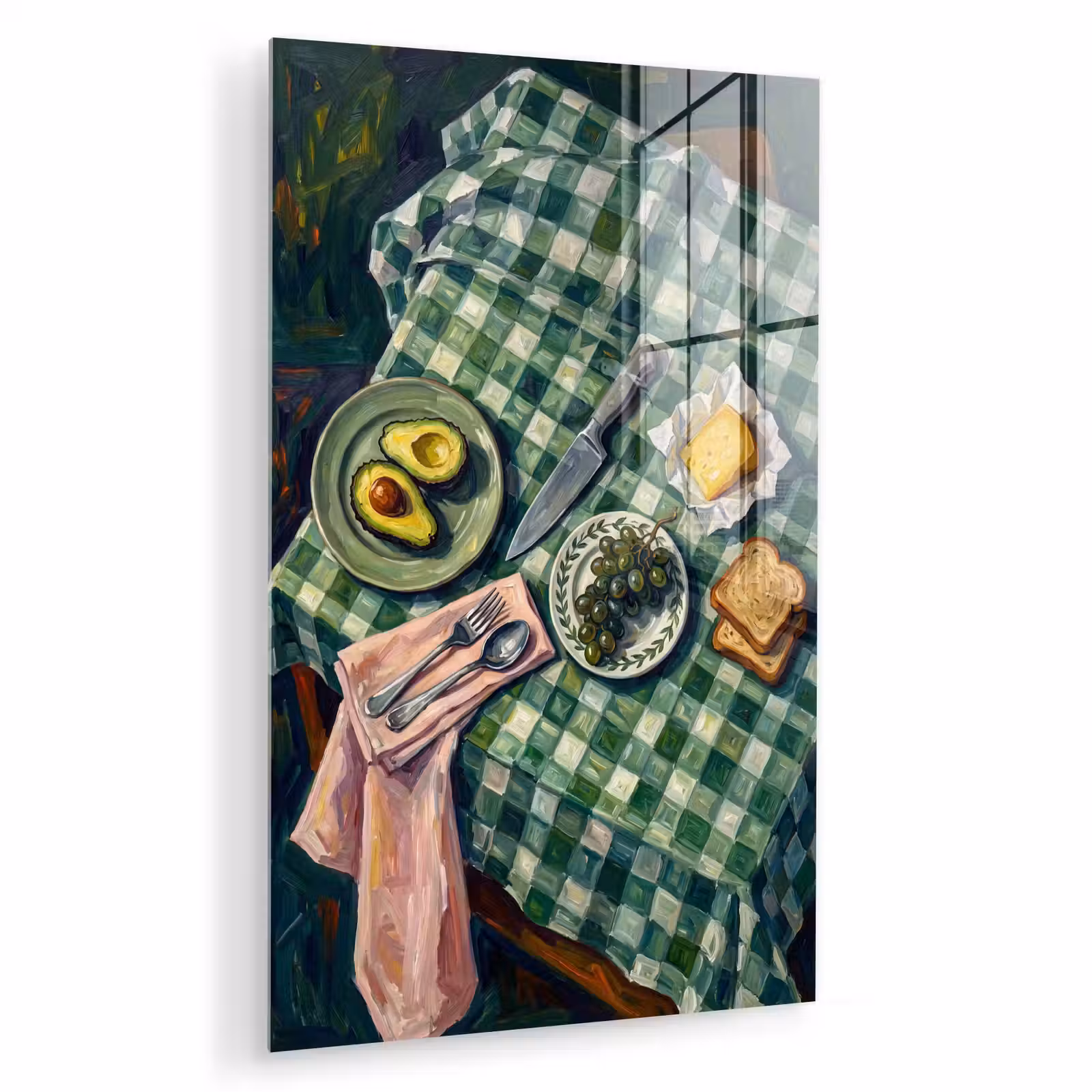 Glas schilderij - Eten - Ontbijt - Tafel - Modern - Groen — 1