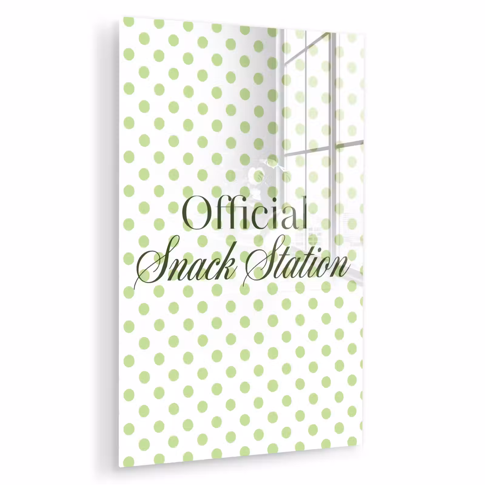 Glas schilderij - Snack Station - Groen - Stippen — 1