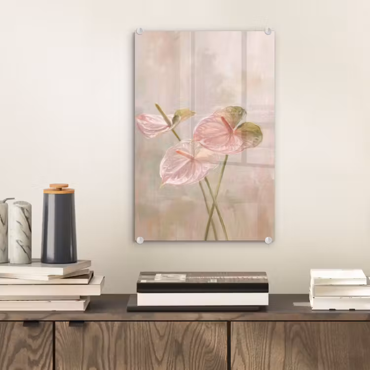 Glas schilderij - Bloemen - Pastel - Abstract - Natuur - Groen — 2