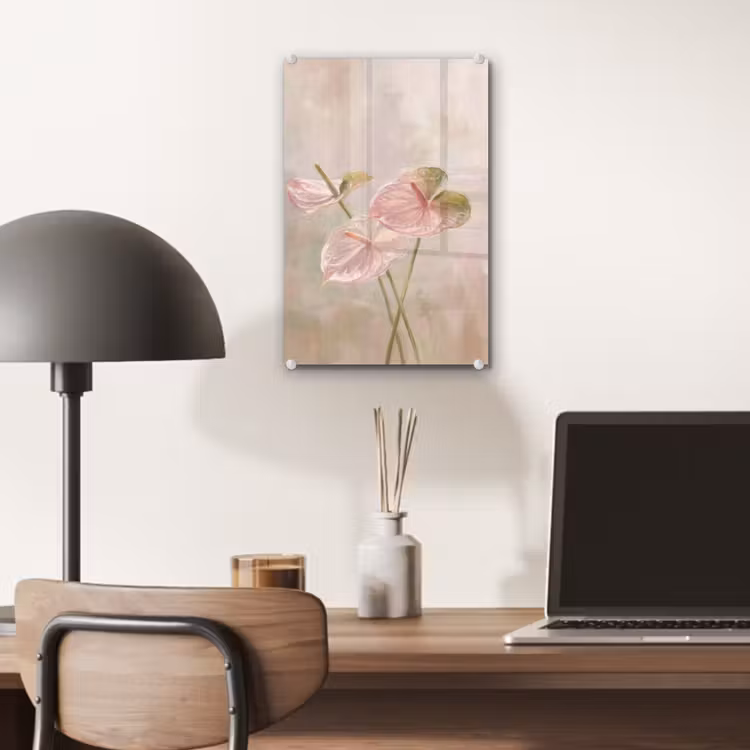 Glas schilderij - Bloemen - Pastel - Abstract - Natuur - Groen — 7