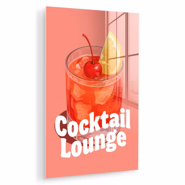 Glas schilderij - Cocktail Lounge - Glas - Koraal — 1