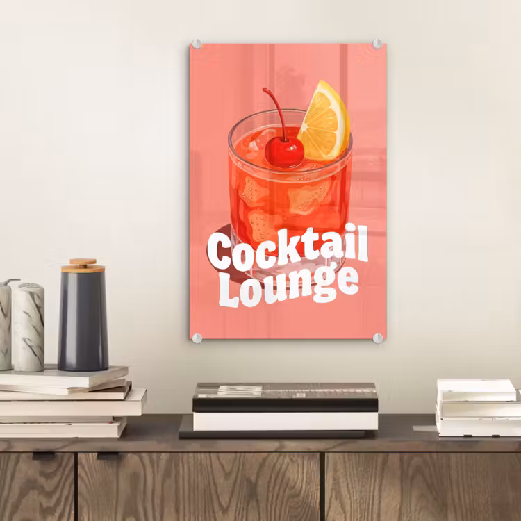 Glas schilderij - Cocktail Lounge - Glas - Koraal — 2
