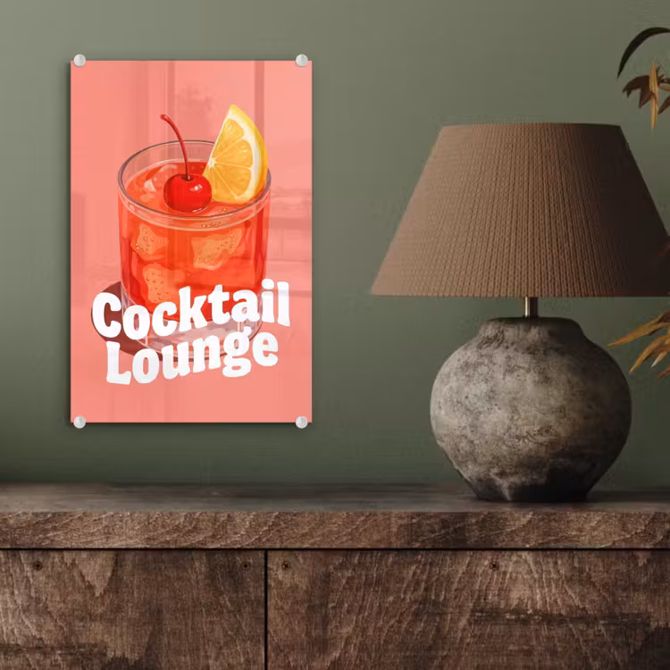 Glas schilderij - Cocktail Lounge - Glas - Koraal — 4