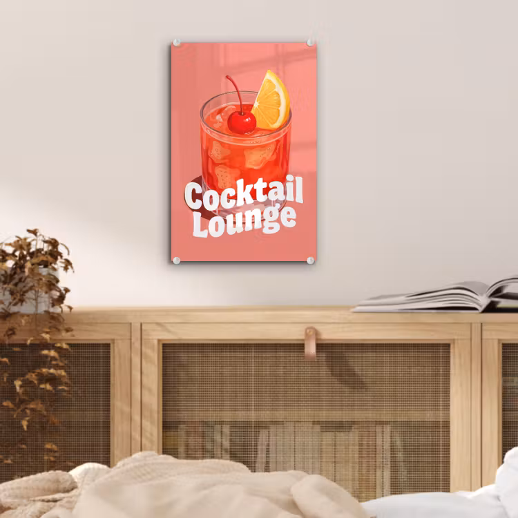 Glas schilderij - Cocktail Lounge - Glas - Koraal — 5