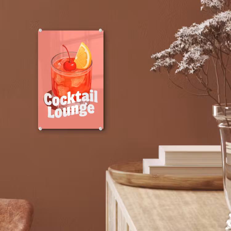 Glas schilderij - Cocktail Lounge - Glas - Koraal — 6