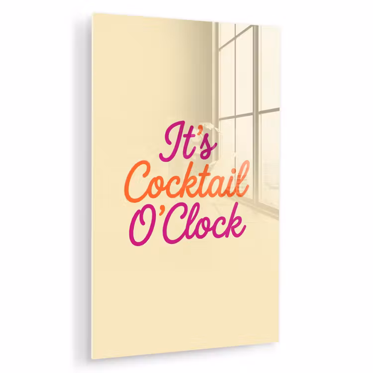 Glas schilderij - Cocktail O'Clock - Geel - Retro — 1